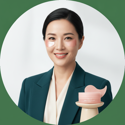 A circular portrait of Dr. Elena Chen, a professional woman, smiling confidently against a bright white background.